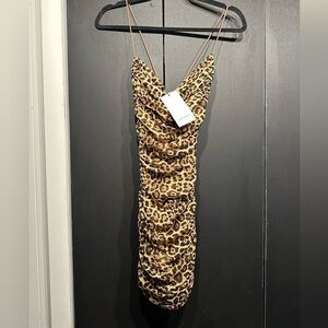 AKIRA NWT NIGHT OUT Brown Leopard Mini Dress ANIMAL PRINT